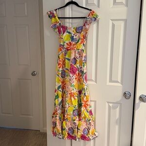 NWT Bloomingdale's Aqua Vibrant Floral Maxi Dress Size Small